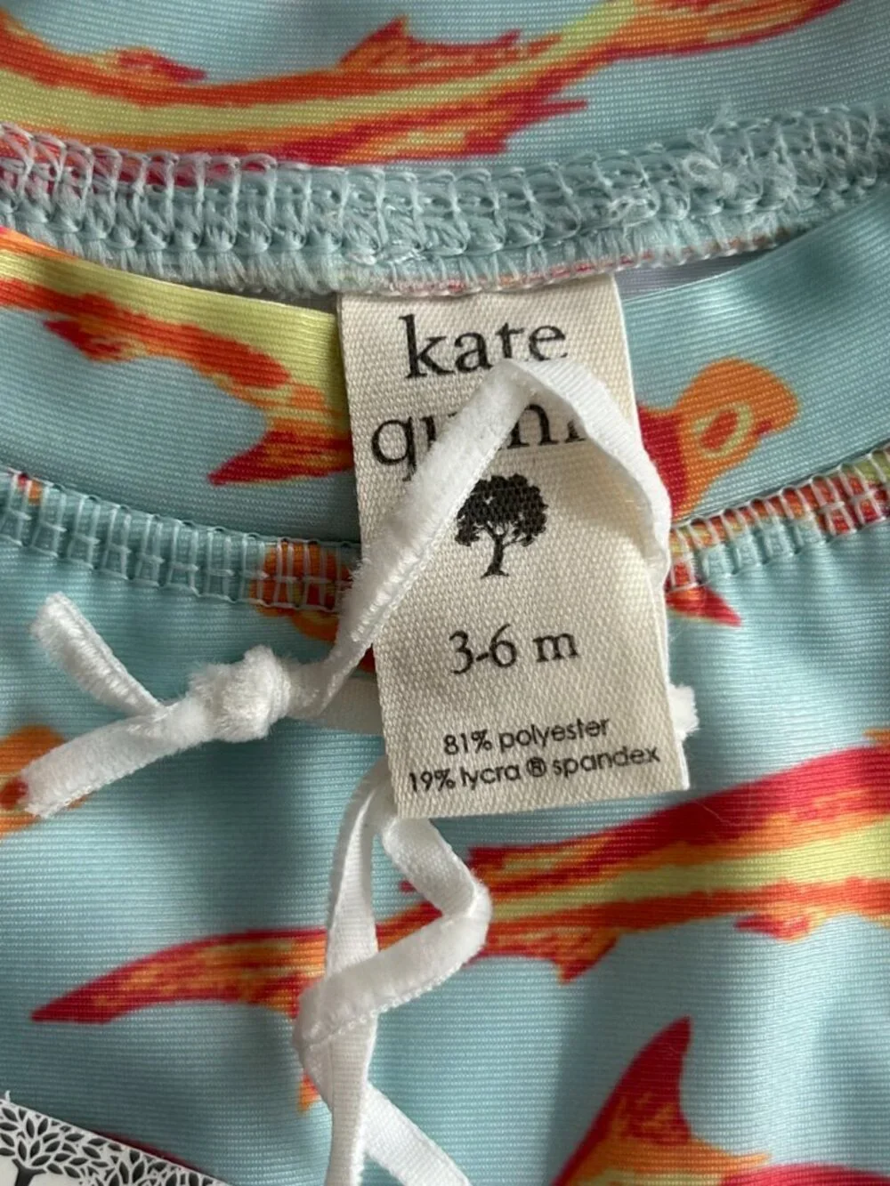 NWT Kate Quinn Shark Rash Guard & Ruffle Swim Suit Set 3-6M UPF 50+